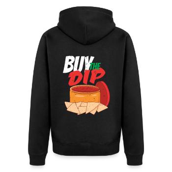 Kaufen Sie das Dip Funny Stock Market Trading Nach - Unisex Premium Bio Zip Hoodie - Schwarz - Hinten - Nico (187cm)