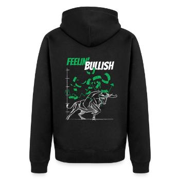 Fühle Bullish Stock Market Bull Forex Trading - Unisex Premium Bio Zip Hoodie - Schwarz - Hinten - Nico (187cm)