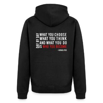 Griechischer Philosopher Heraklit motivierendes Er - Unisex Premium Bio Zip Hoodie - Schwarz - Hinten - Nico (187cm)