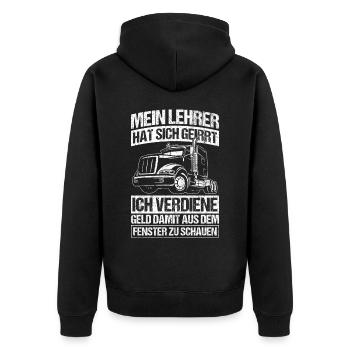 LKW-Fahrer Lustiger LKW Lastwagen Spruch Geschenk - Unisex Premium Bio Zip Hoodie - Schwarz - Hinten - Nico (187cm)