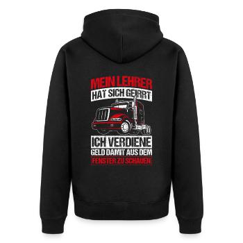 LKW-Fahrer Lustiger LKW Lastwagen Spruch Männer - Unisex Premium Bio Zip Hoodie - Schwarz - Hinten - Nico (187cm)