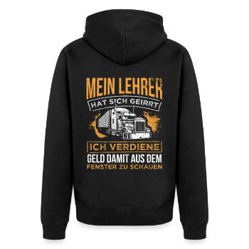 LKW-Fahrer Lustiger LKW Lastwagen Spruch Geschenk - Unisex Premium Bio Zip Hoodie - Schwarz - Hinten - Nico (187cm)