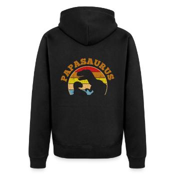 Papasaurus Vater Tag Dinosaurier Papa Saurus Gesch - Unisex Premium Bio Zip Hoodie - Schwarz - Hinten - Nico (187cm)