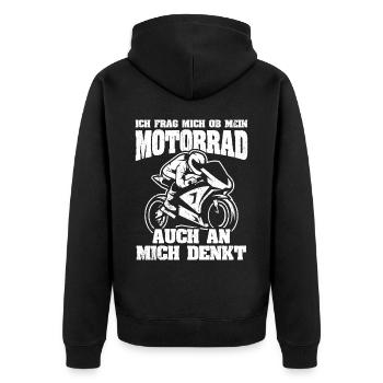 Motorrad Biker Motorradfahrer Spruch Motorrad Gesc - Unisex Premium Bio Zip Hoodie - Schwarz - Hinten - Nico (187cm)