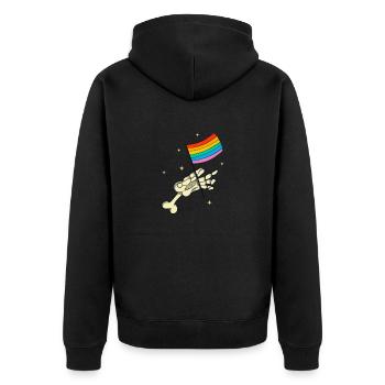 LGBTQ Skelett Hand Regenbogen Flagge Queer Pride - Unisex Premium Bio Zip Hoodie - Schwarz - Hinten - Nico (187cm)