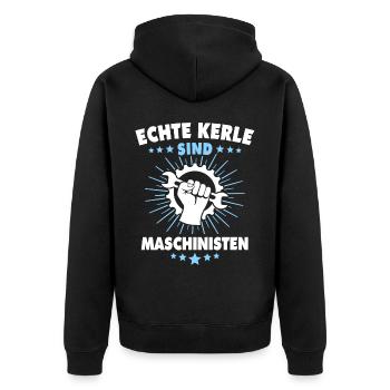 Maschinist Sprüche Maschinisten - Unisex Premium Bio Zip Hoodie - Schwarz - Hinten - Nico (187cm)