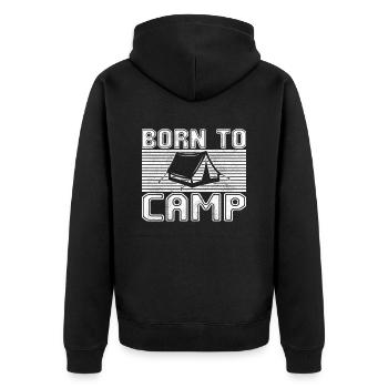 Camp - Unisex Premium Organic Zip Hoodie - black - Back - Nico (187cm)