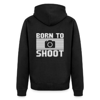 Fotografieren - Unisex Premium Bio Zip Hoodie - Schwarz - Hinten - Nico (187cm)