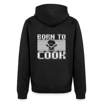 Cook - Unisex Premium Organic Zip Hoodie - black - Back - Nico (187cm)