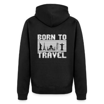 Travel - Unisex Premium Organic Zip Hoodie - black - Back - Nico (187cm)
