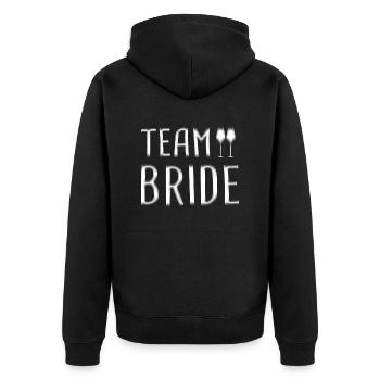 team bride - Unisex Premium Bio Zip Hoodie - Schwarz - Hinten - Nico (187cm)