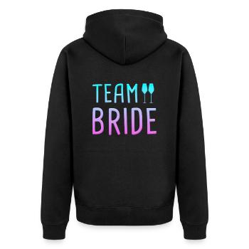 team bride - Unisex Premium Bio Zip Hoodie - Schwarz - Hinten - Nico (187cm)
