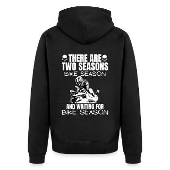 Motorcycle Lifestyle / Motorrad / Motorräder biker - Unisex Premium Bio Zip Hoodie - Schwarz - Hinten - Nico (187cm)