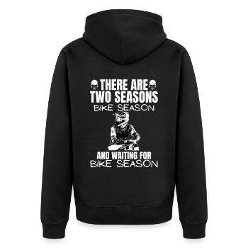 Motorcycle Lifestyle / Motorrad / Motorräder biker - Unisex Premium Bio Zip Hoodie - Schwarz - Hinten - Nico (187cm)
