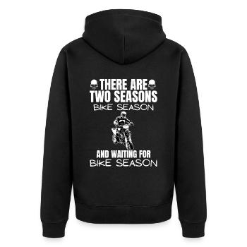 Motorcycle Lifestyle / Motorrad / Motorräder biker - Unisex Premium Bio Zip Hoodie - Schwarz - Hinten - Nico (187cm)