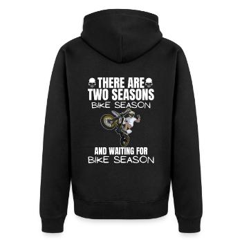 Motorcycle Lifestyle / Motorrad / Motorräder biker - Unisex Premium Bio Zip Hoodie - Schwarz - Hinten - Nico (187cm)