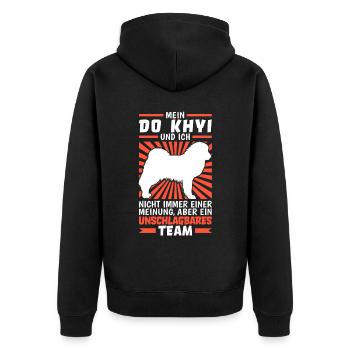 Do Khyi und ich sind unschlagbar Tibetmastiff - Unisex Premium Bio Zip Hoodie - Schwarz - Hinten - Nico (187cm)