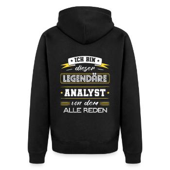 Ich Bin Dieser Legendäre Analyst Geschenk - Unisex Premium Bio Zip Hoodie - Schwarz - Hinten - Nico (187cm)