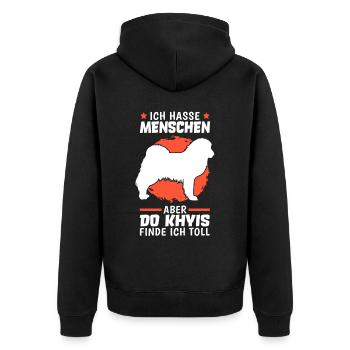 Do Khyi finde ich toll Tibetdogge - Unisex Premium Bio Zip Hoodie - Schwarz - Hinten - Nico (187cm)