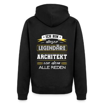 Ich Bin Dieser Legendäre Architekt Geschenk - Unisex Premium Bio Zip Hoodie - Schwarz - Hinten - Nico (187cm)