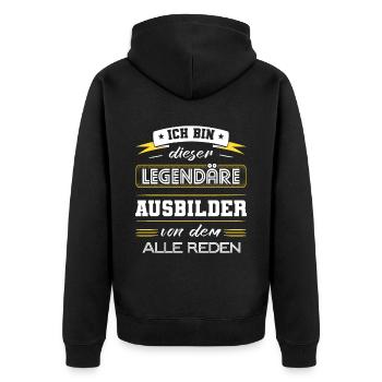 Ich Bin Dieser Legendäre Ausbilder Geschenk - Unisex Premium Bio Zip Hoodie - Schwarz - Hinten - Nico (187cm)