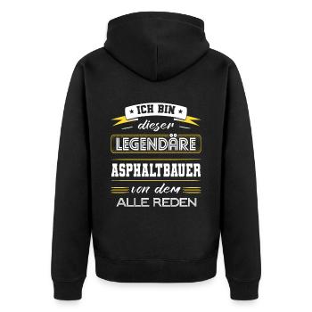 Ich Bin Dieser Legendäre Asphaltbauer Geschenk - Unisex Premium Bio Zip Hoodie - Schwarz - Hinten - Nico (187cm)