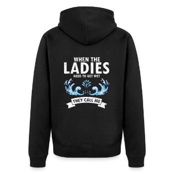 Pool Guy Design for PoolBoy and Pool Cleaner - Unisex Premium Organic Zip Hoodie - black - Back - Nico (187cm)