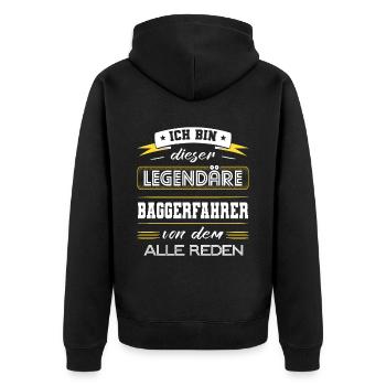 Ich Bin Dieser Legendäre Baggerfahrer Geschenk - Unisex Premium Bio Zip Hoodie - Schwarz - Hinten - Nico (187cm)