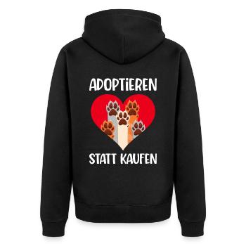 Adoptieren Statt Kaufen Tierrettung Tierschutz - Unisex Premium Bio Zip Hoodie - Schwarz - Hinten - Nico (187cm)