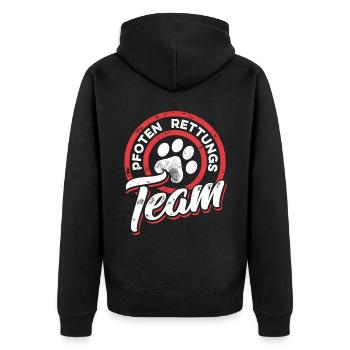 Pfoten Rettungs Team Tierrettung Tierschutz - Unisex Premium Bio Zip Hoodie - Schwarz - Hinten - Nico (187cm)