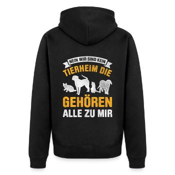 Nein Wir Sind Kein Tierheim Gehören Alle Zu Mir - Unisex Premium Bio Zip Hoodie - Schwarz - Hinten - Nico (187cm)
