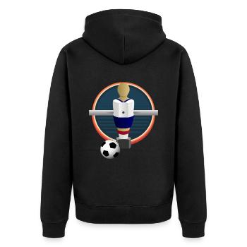 Drehfußballfigur Drehfußball Kickern - Unisex Premium Bio Zip Hoodie - Schwarz - Hinten - Nico (187cm)