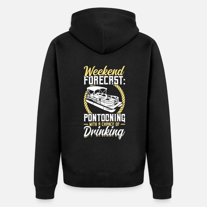 Wochenend-vorhersage - Pontooning Und Trinken - Unisex Premium Bio Zip Hoodie - Schwarz