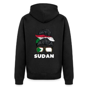 Sudan Girl - Unisex Premium Bio Zip Hoodie - Schwarz - Hinten - Nico (187cm)