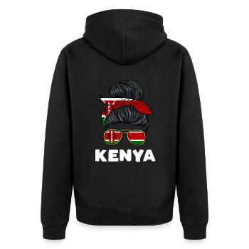 Kenia Mädchen - Unisex Premium Bio Zip Hoodie - Schwarz - Hinten - Nico (187cm)