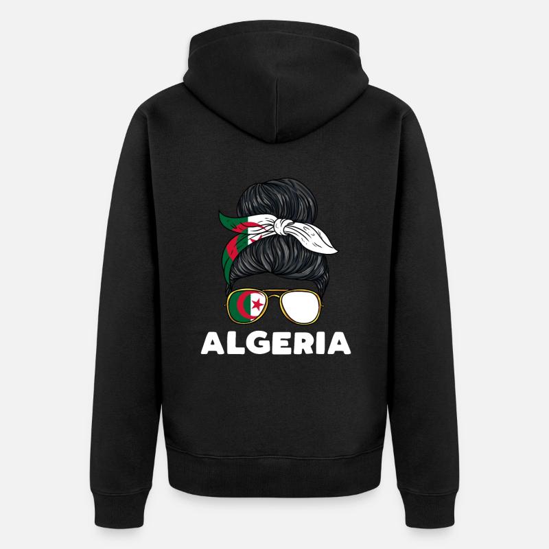 Algerien Mädchen - Unisex Premium Bio Zip Hoodie - Schwarz