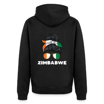 Simbabwe Mädchen - Unisex Premium Bio Zip Hoodie - Schwarz - Hinten - Nico (187cm)
