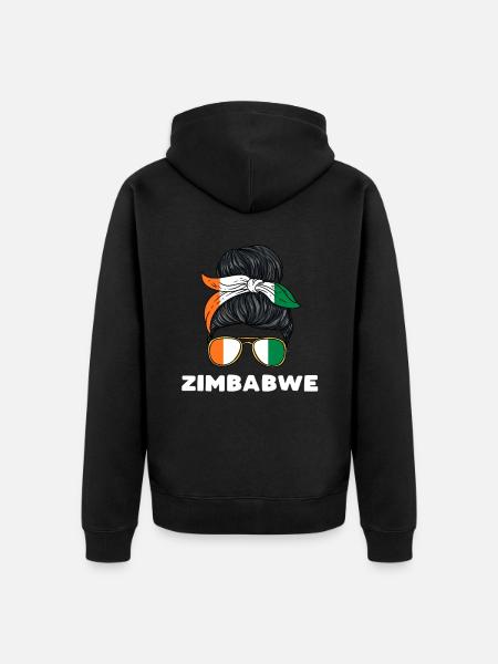 Simbabwe Mädchen - Unisex Premium Bio Zip Hoodie - Schwarz