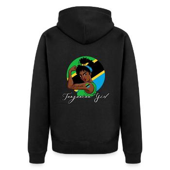 Unzerbrechliches tansanisches Mädchen - Unisex Premium Bio Zip Hoodie - Schwarz - Hinten - Nico (187cm)