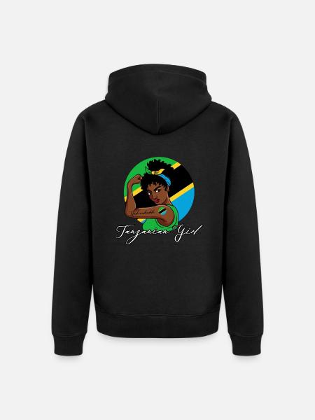 Unzerbrechliches tansanisches Mädchen - Unisex Premium Bio Zip Hoodie - Schwarz