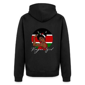 Unzerbrechliches kenianisches Mädchen - Unisex Premium Bio Zip Hoodie - Schwarz - Hinten - Nico (187cm)