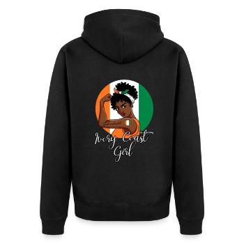 Unzerbrechliches Mädchen von der Elfenbeinküste - Unisex Premium Bio Zip Hoodie - Schwarz - Hinten - Nico (187cm)