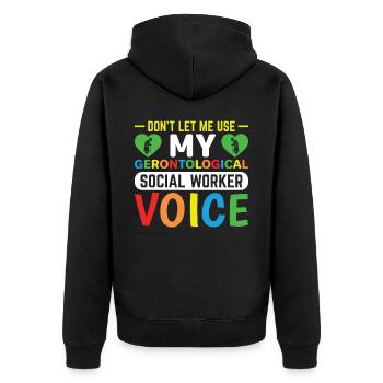 Travailleur social gérontologique Emploi Gérontologie - Veste à capuche bio Premium Unisexe - noir - Dos - Nico (187cm)