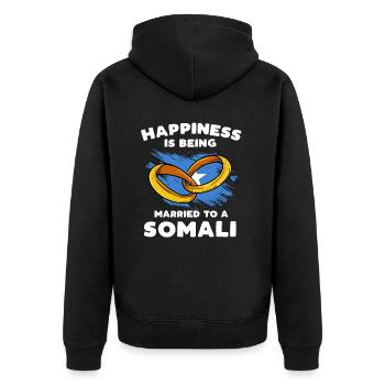Glück ist, mit einem Somalier verheiratet zu sein - Unisex Premium Bio Zip Hoodie - Schwarz - Hinten - Nico (187cm)