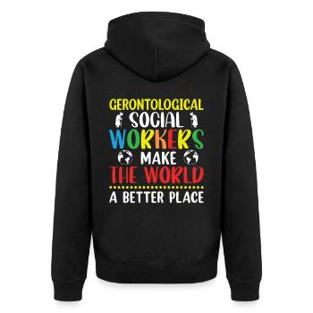 Travailleur social gérontologique Emploi Gérontologie - Veste à capuche bio Premium Unisexe - noir - Dos - Nico (187cm)