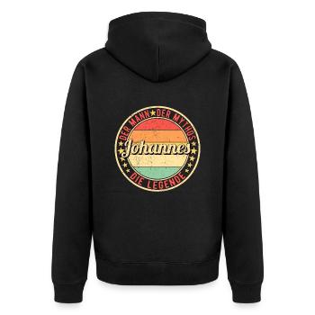 Johannes Der Mann Der Mythos Die Legende - Unisex Premium Bio Zip Hoodie - Schwarz - Hinten - Nico (187cm)