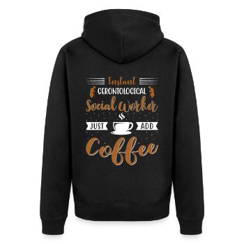 Un travailleur social gérontologique vient d’ajouter du café - Veste à capuche bio Premium Unisexe - noir - Dos - Nico (187cm)