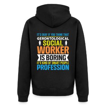 Travailleur social gérontologique Emploi Gérontologie - Veste à capuche bio Premium Unisexe - noir - Dos - Nico (187cm)