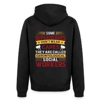 Gerontological Social Worker Job Gerontology - Unisex Premium Bio Zip Hoodie - Schwarz - Hinten - Nico (187cm)