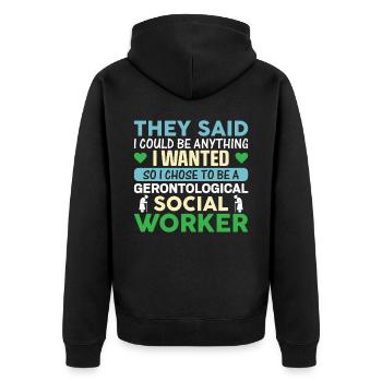 Travailleur social gérontologique Emploi Gérontologie - Veste à capuche bio Premium Unisexe - noir - Dos - Nico (187cm)